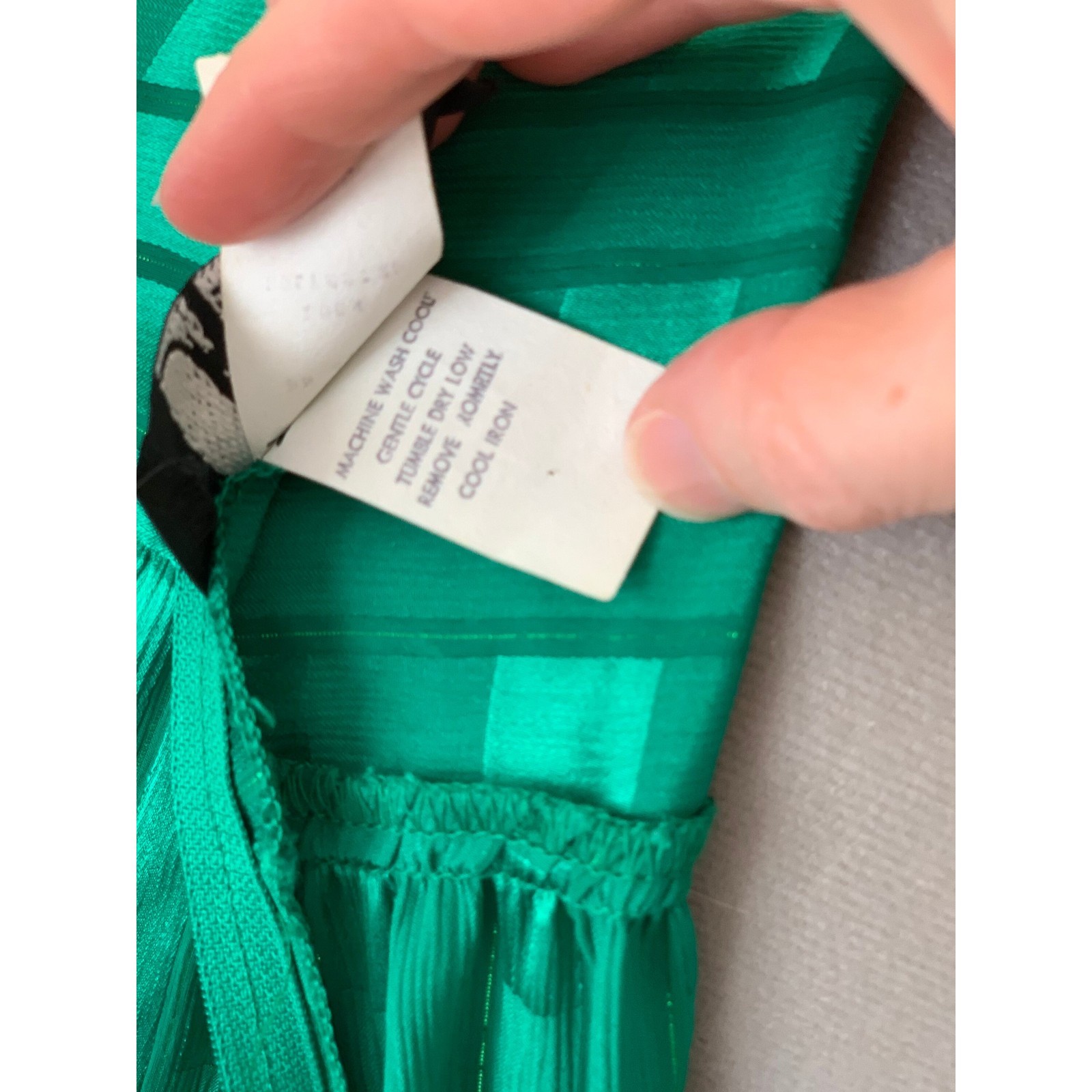 Vintage 80s Emerald Green Metallic Dropwaist Dress Size 8