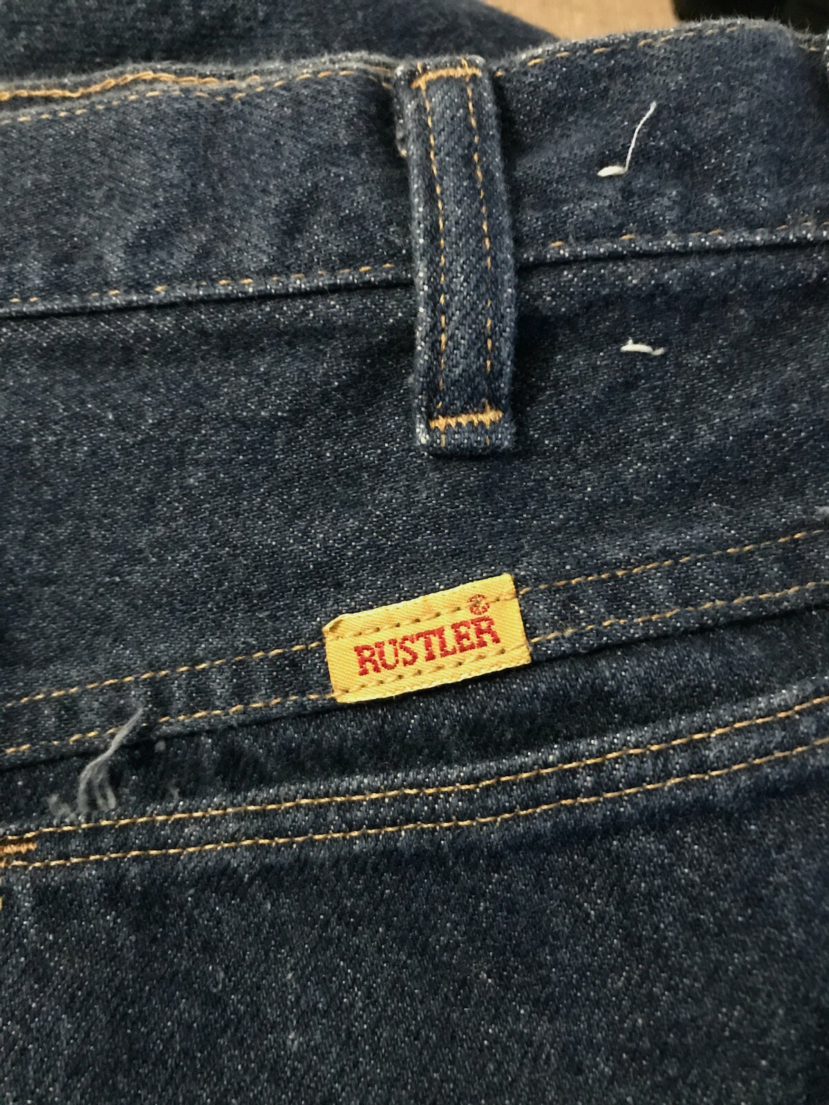 Vtg 80s Rustler wide leg dark wash flare jeans 28.5&Prime; dark denim casual everyday