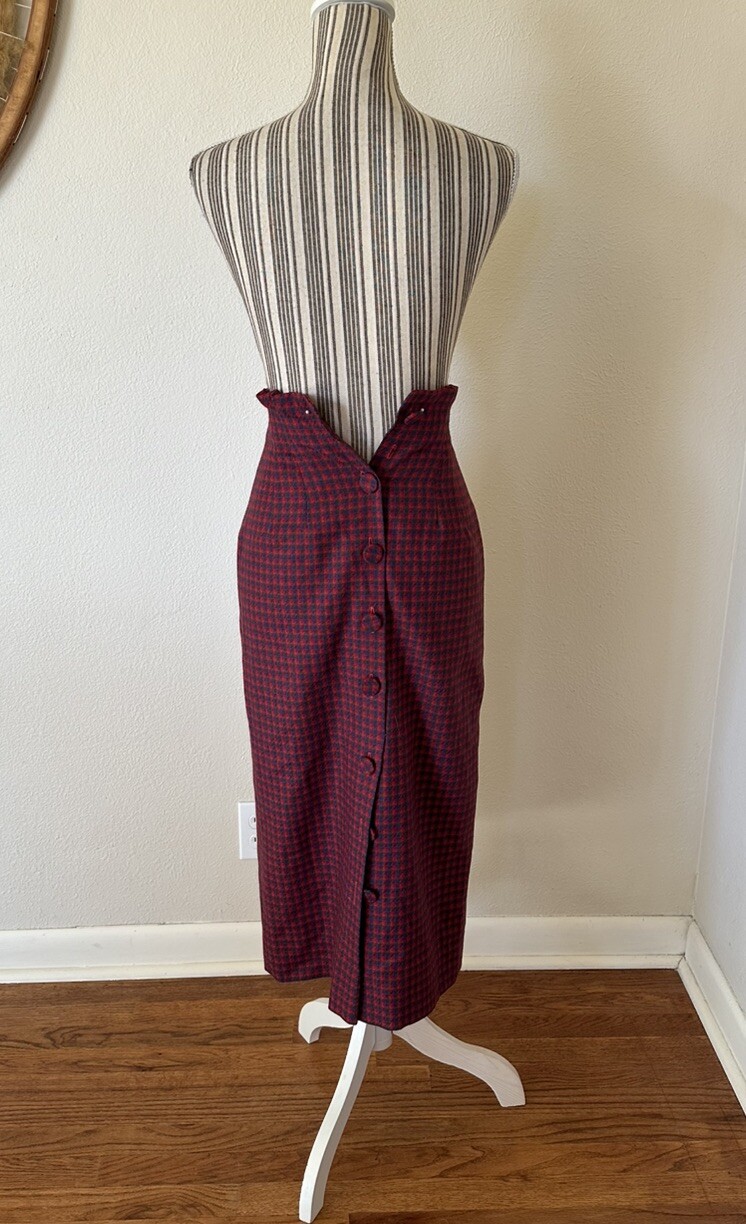 Vintage 80s Cullinane Wool Plaid High Waist Pinup Skirt Woman&rsquo;s XS