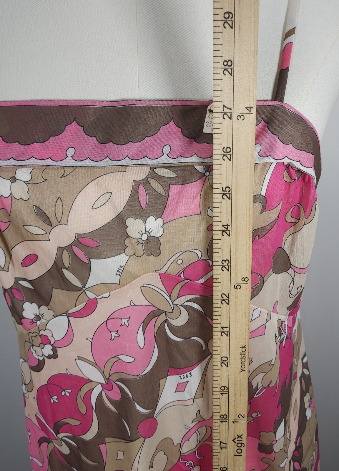 Vintage Emilio Pucci Nylon Mini Dress Form Fit Rogers Pink Tan Women&rsquo;s Size 34