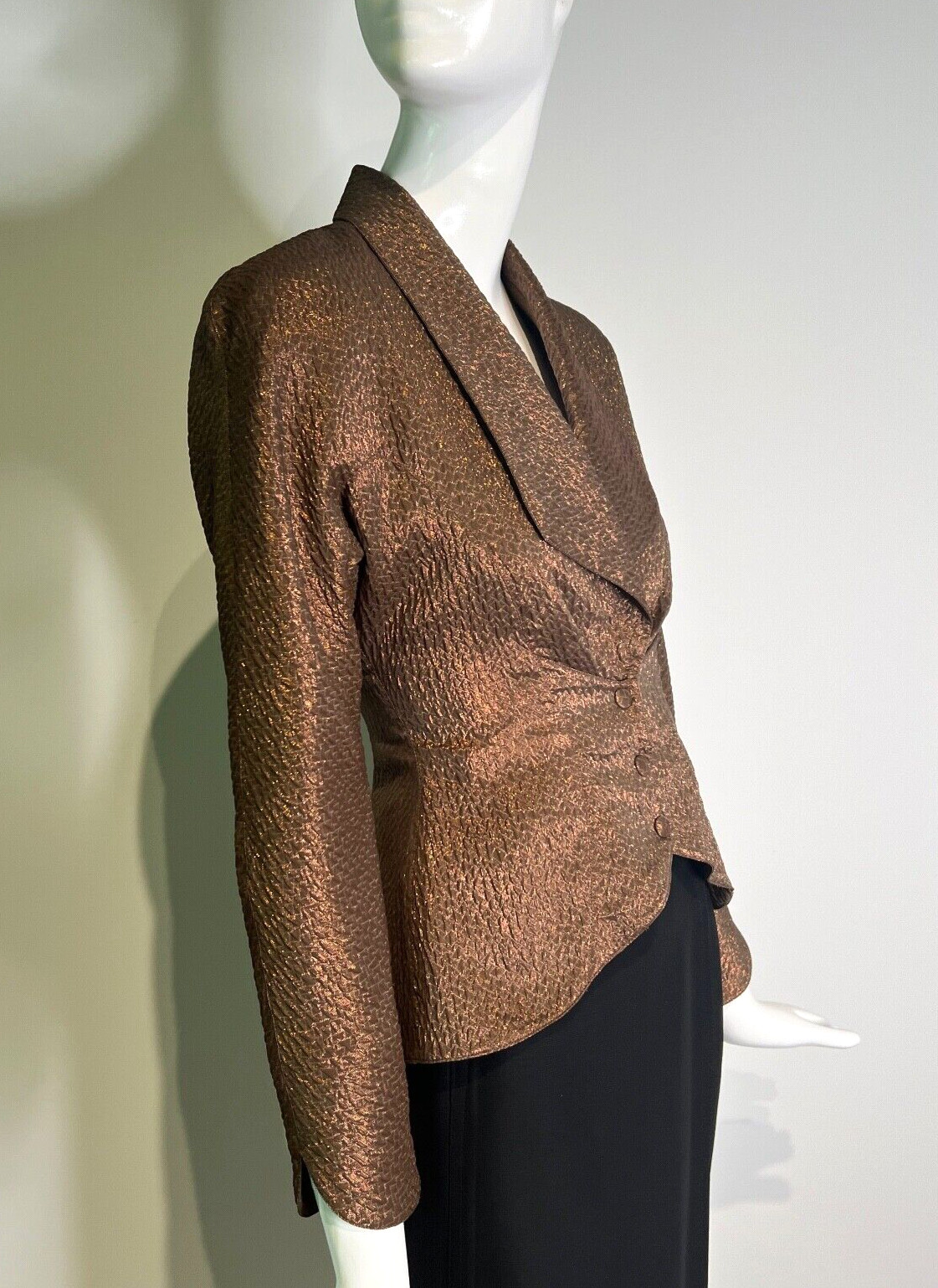 THIERRY MUGLER Bronze Copper METALLIC Blazer Jacket Size 40 France Vintage 1980s