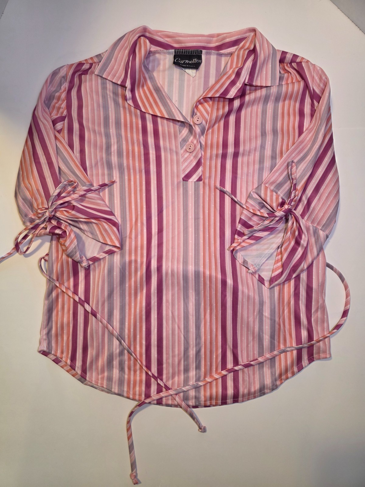 Carmelton Brand 1970s made in the usa pink and orange striped top
