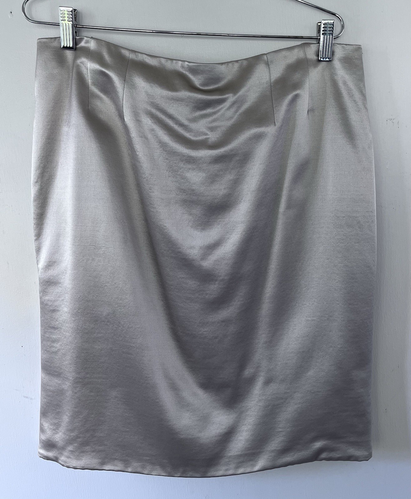 Geoffrey Beene Vintage 1990s Silver Silk Blouse Skirt Ensemble