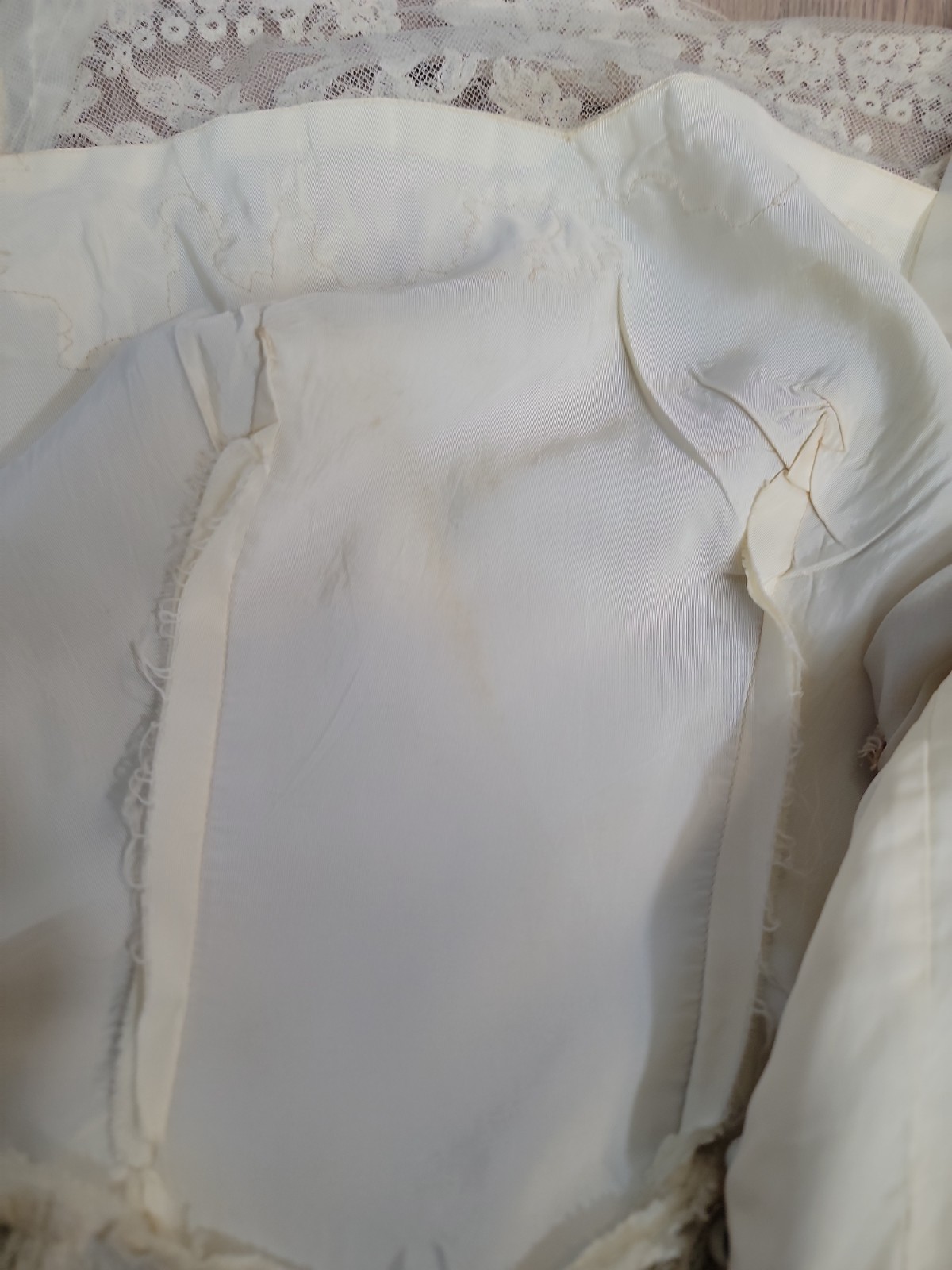 Vtg 50s Wedding Dress Ivory Organza Full Skirt Cocktail Scarf pinup Bridal/As Is