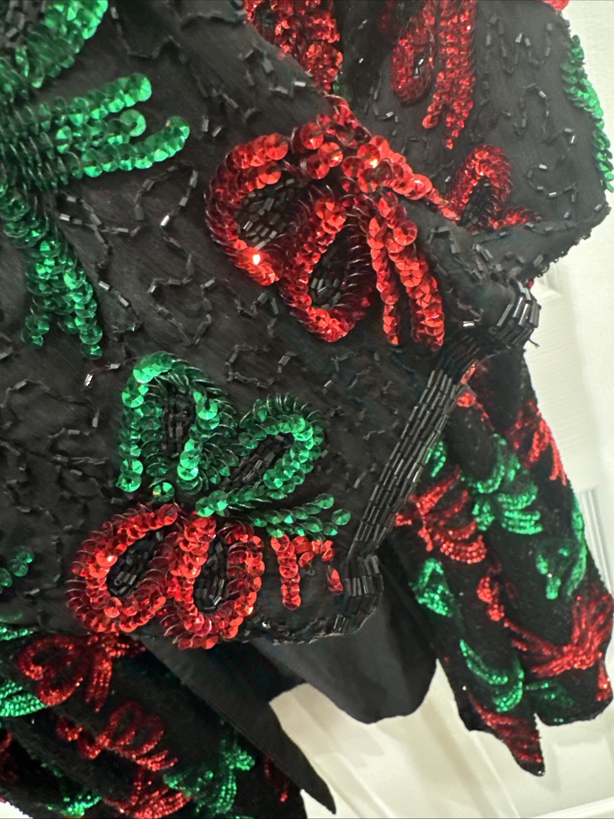 Vintage Laurence Kazar Beaded Sequin Holiday Christmas Bows Jacket Women’s 4X