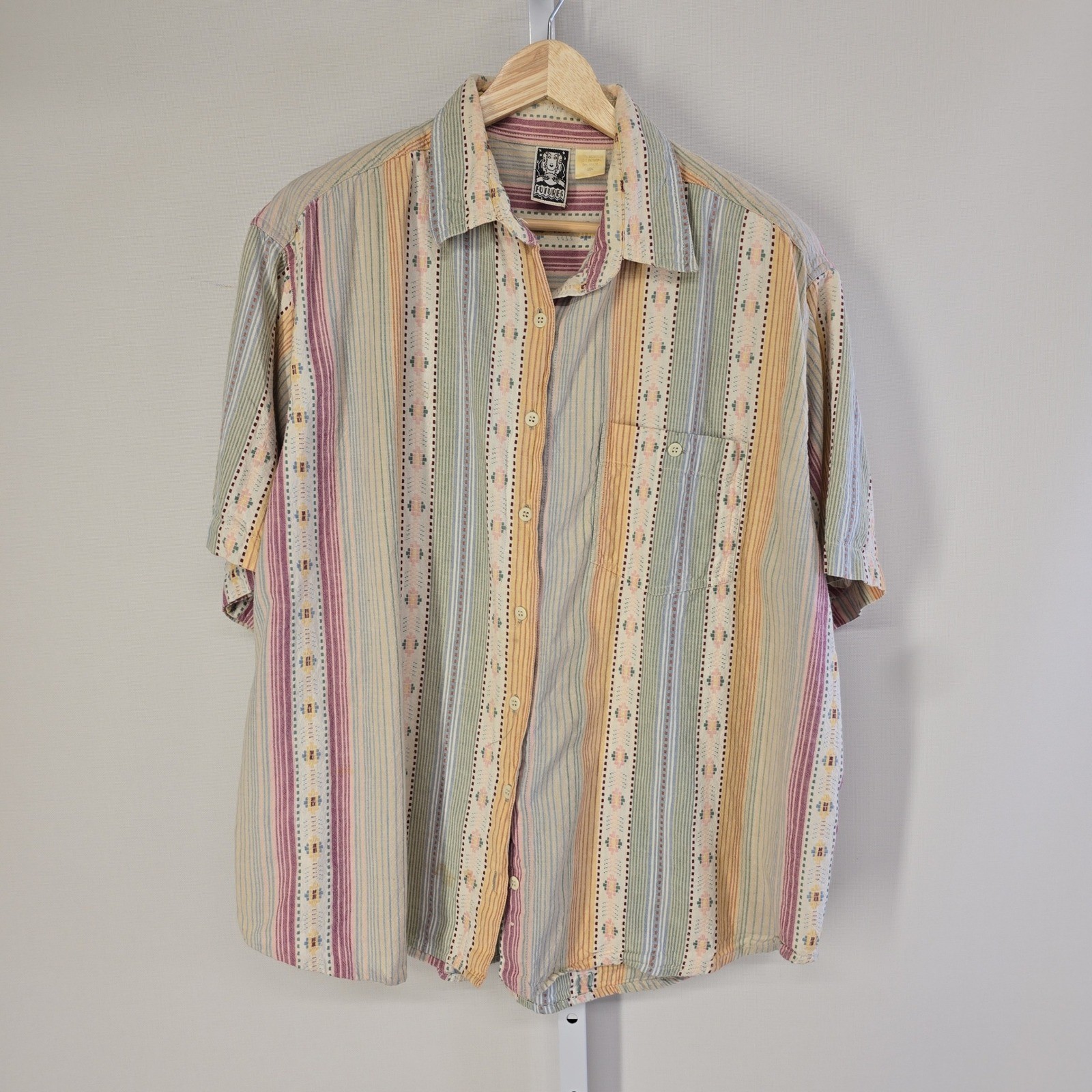 Futures Vintage Striped Button Down Shirt 2X Boho Southwestern Nepal Cotton