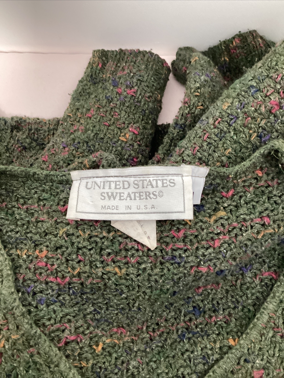 United States Sweaters Made In The USA Green/Multi Colored Oversized Sz M