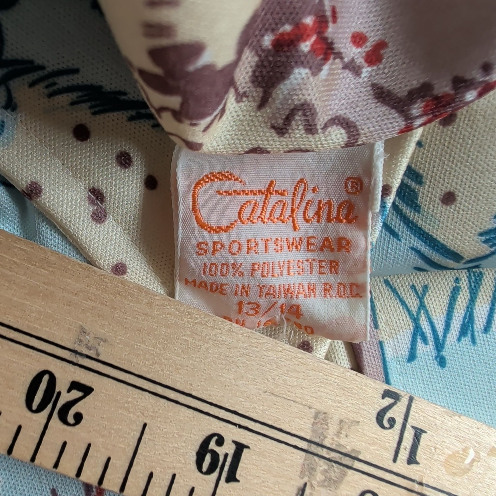 Vintage Catalina Sport Women Novelty Scenic Button Front Blouse Long Sleeve