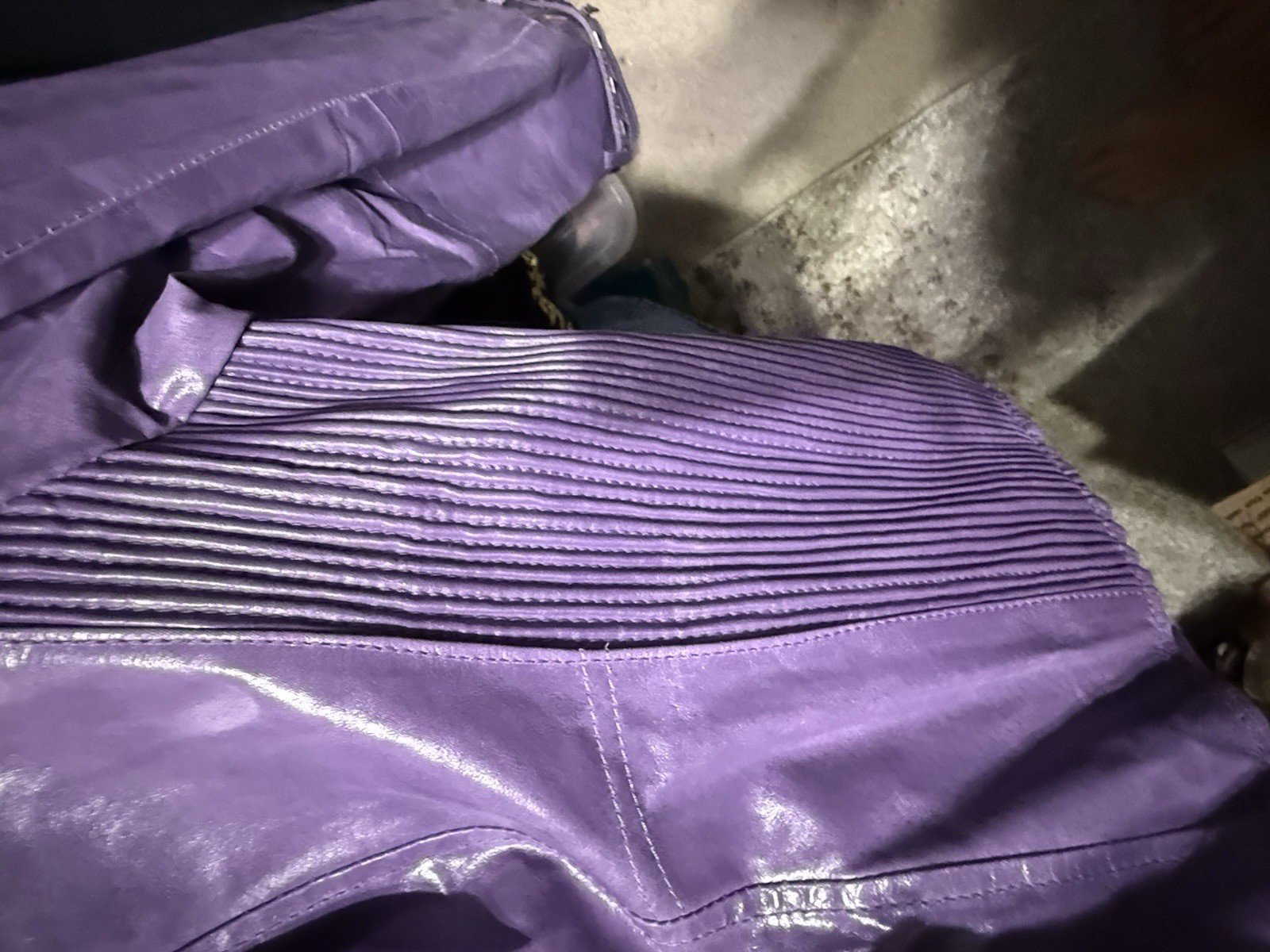 Unique Purple leather moto zipper studded jacket Pamela McCoy