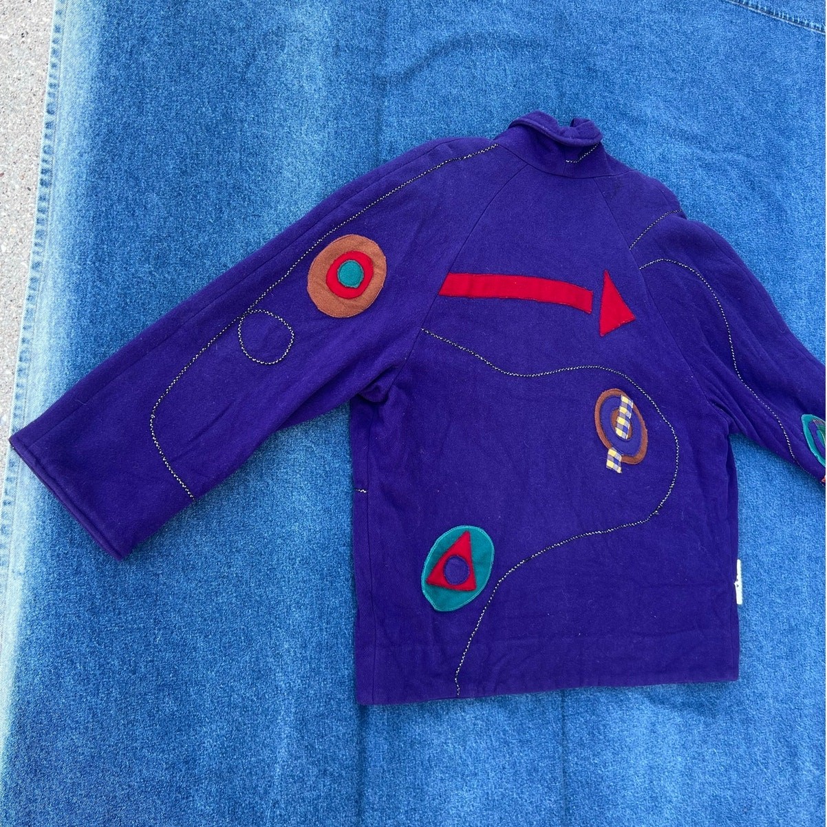 90s Canvasbacks abstract patchwork wool coat