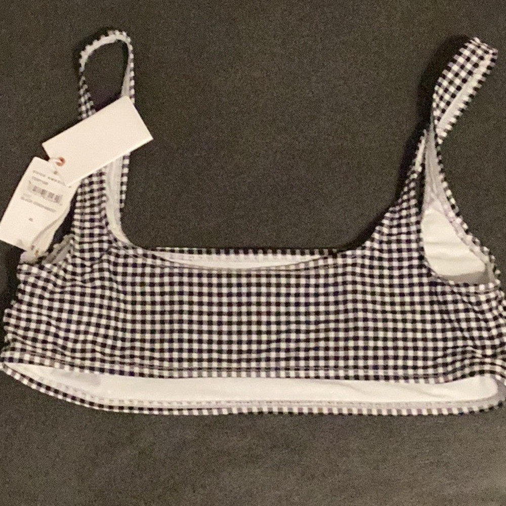NWT Good American Size XL Gingham Square Neck Bikini Top