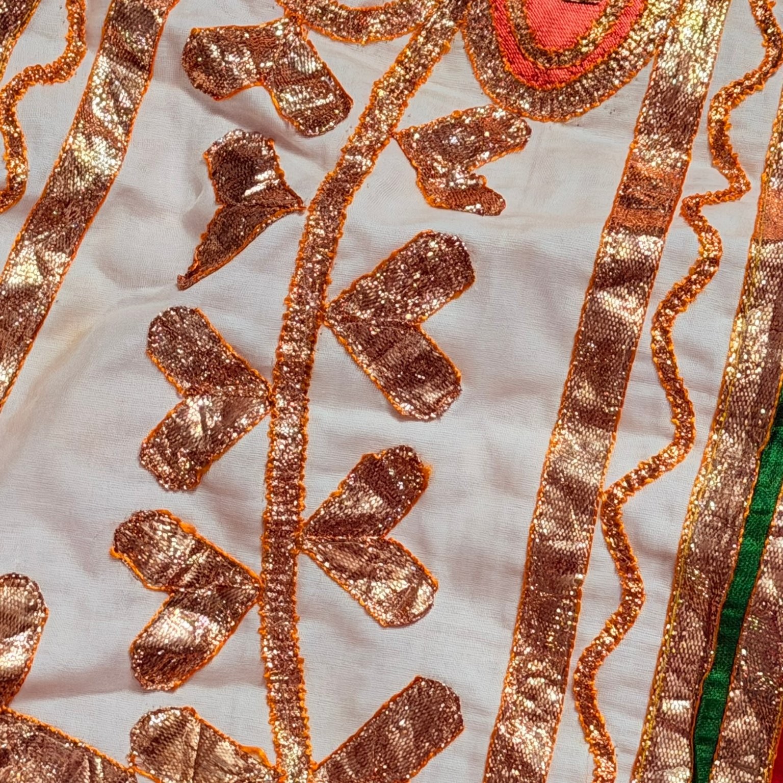 Vintage Embroidered Maxi Skirt Red White Gold Green Bohemian Ethnic