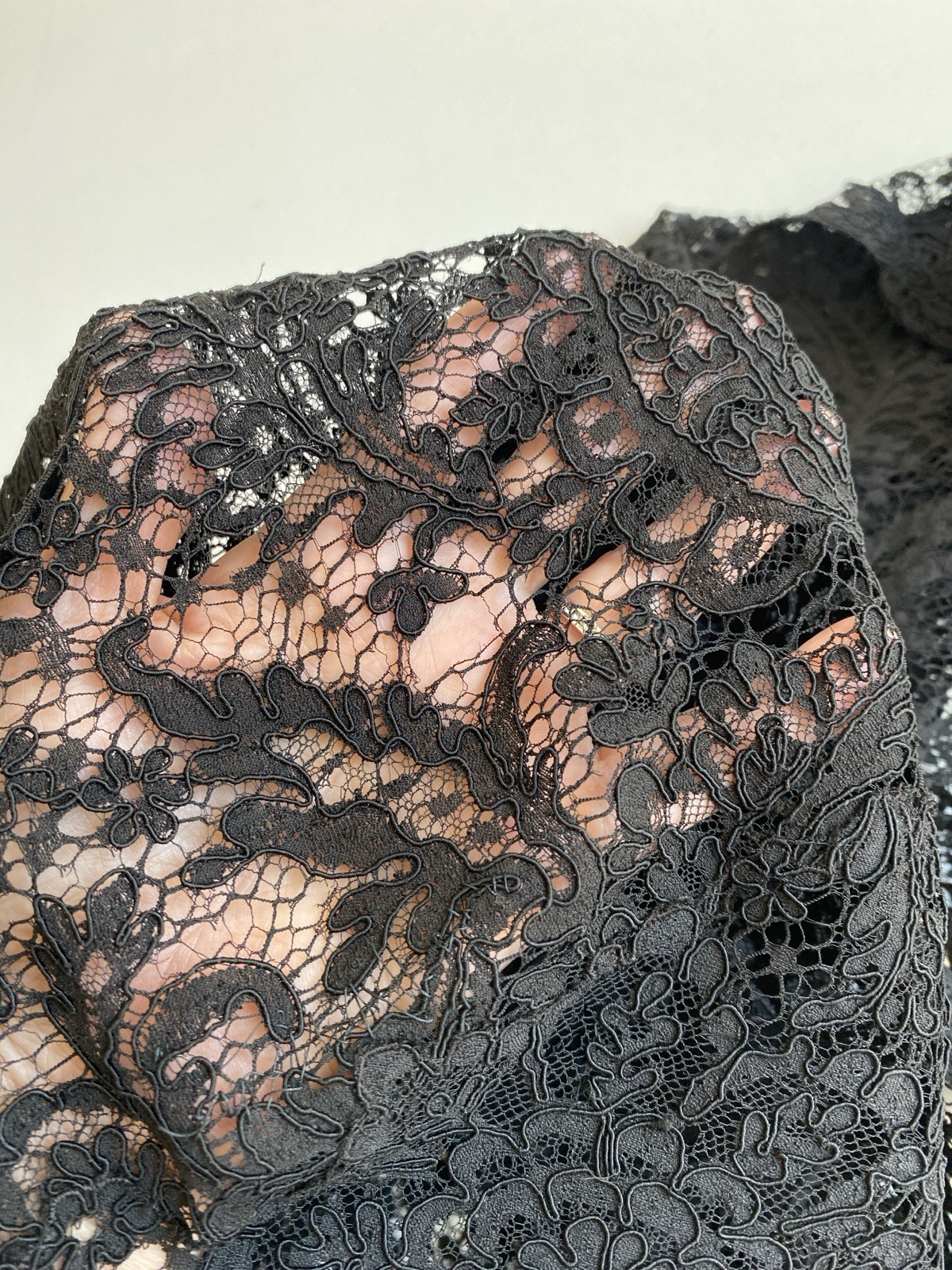Exquisite Vintage Hand sewn Chantilly Lace Coat Duster Black