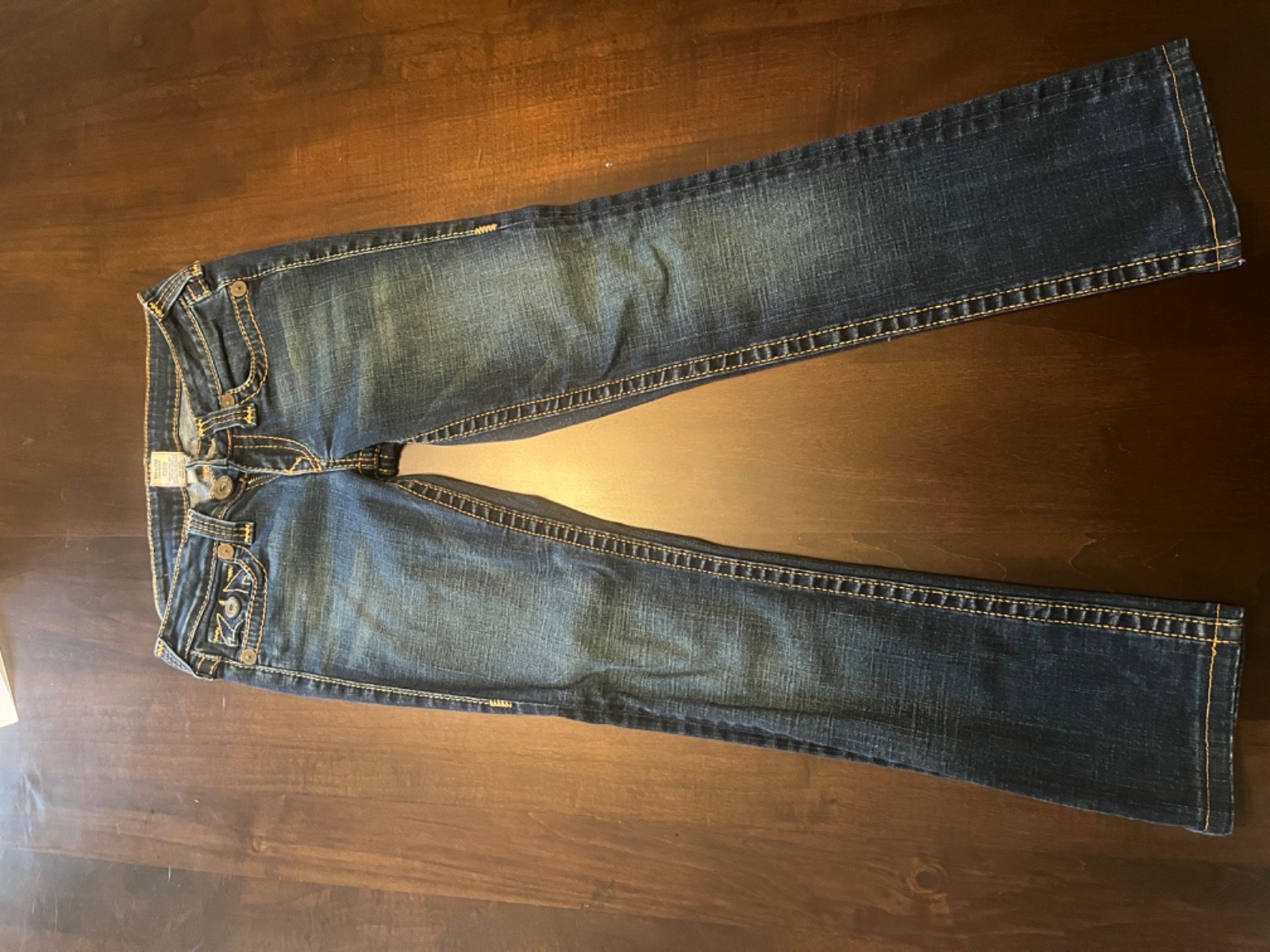 Vintage True Religion Women&rsquo;s Jeans Size 28 Straight Leg Distressed Thick Stitch