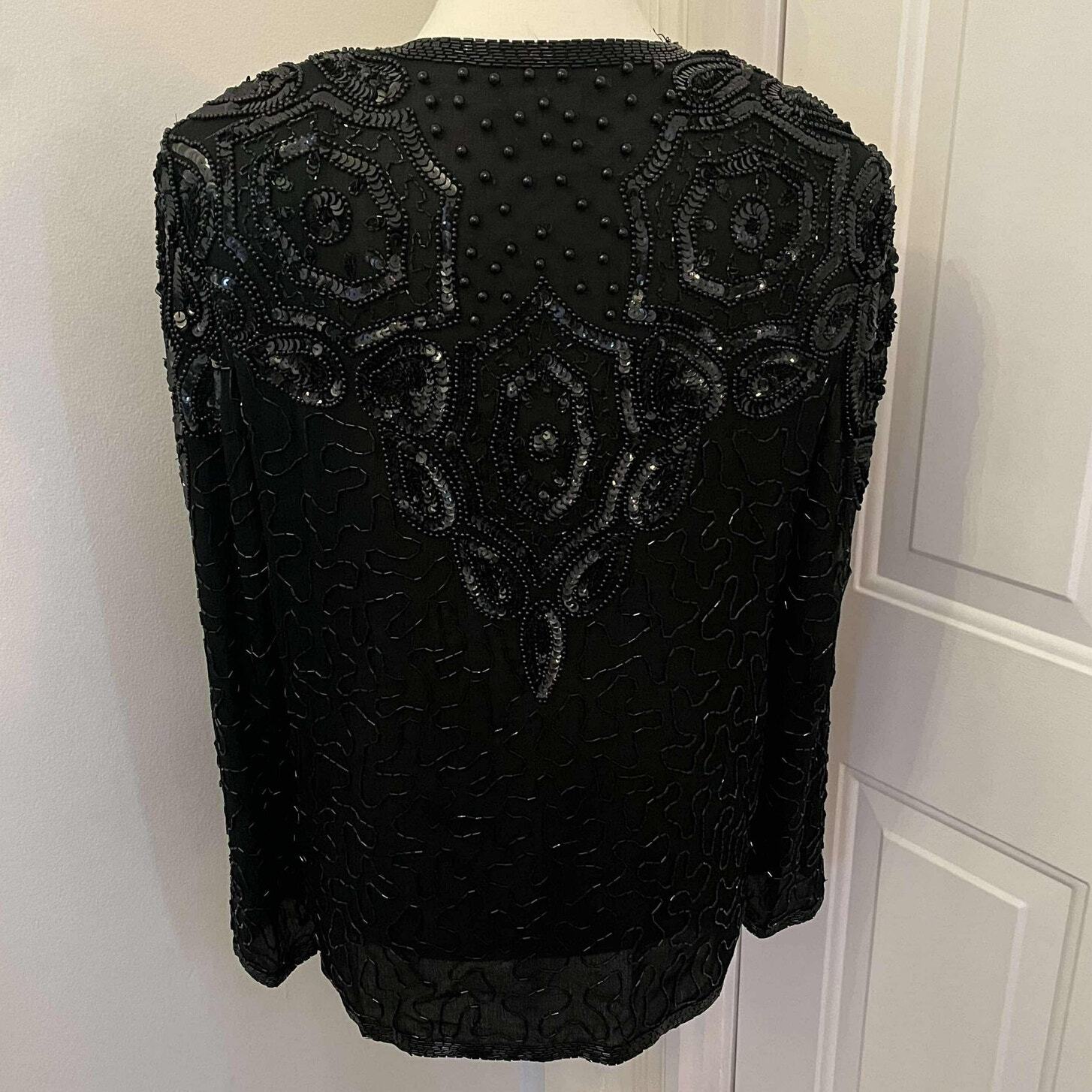 Vintage 80&rsquo;s AP LTD Silk Beaded Sequined Embellished Jacket Size Medium