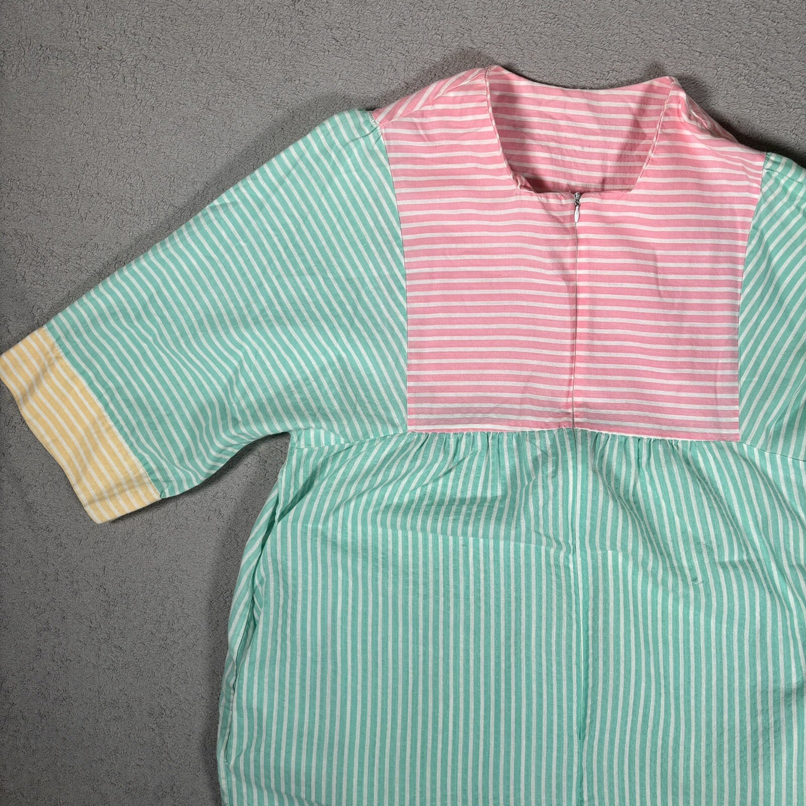 Vintage House Dress Pastel Color Block Bright Mumu M/L Relaxed Fit Knee Length