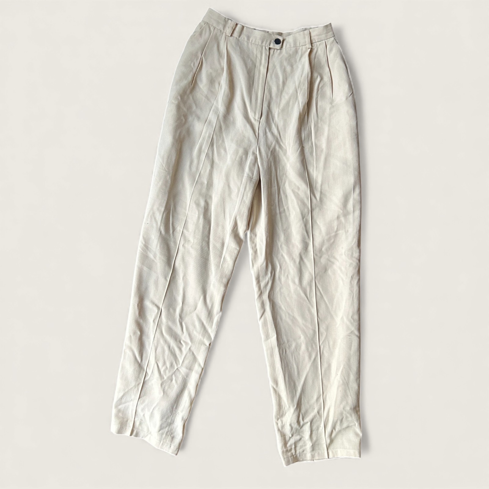 Evan Picone Women’s Dress Pants Sz 10 Ivory High Waist Pleated Trousers Vintage