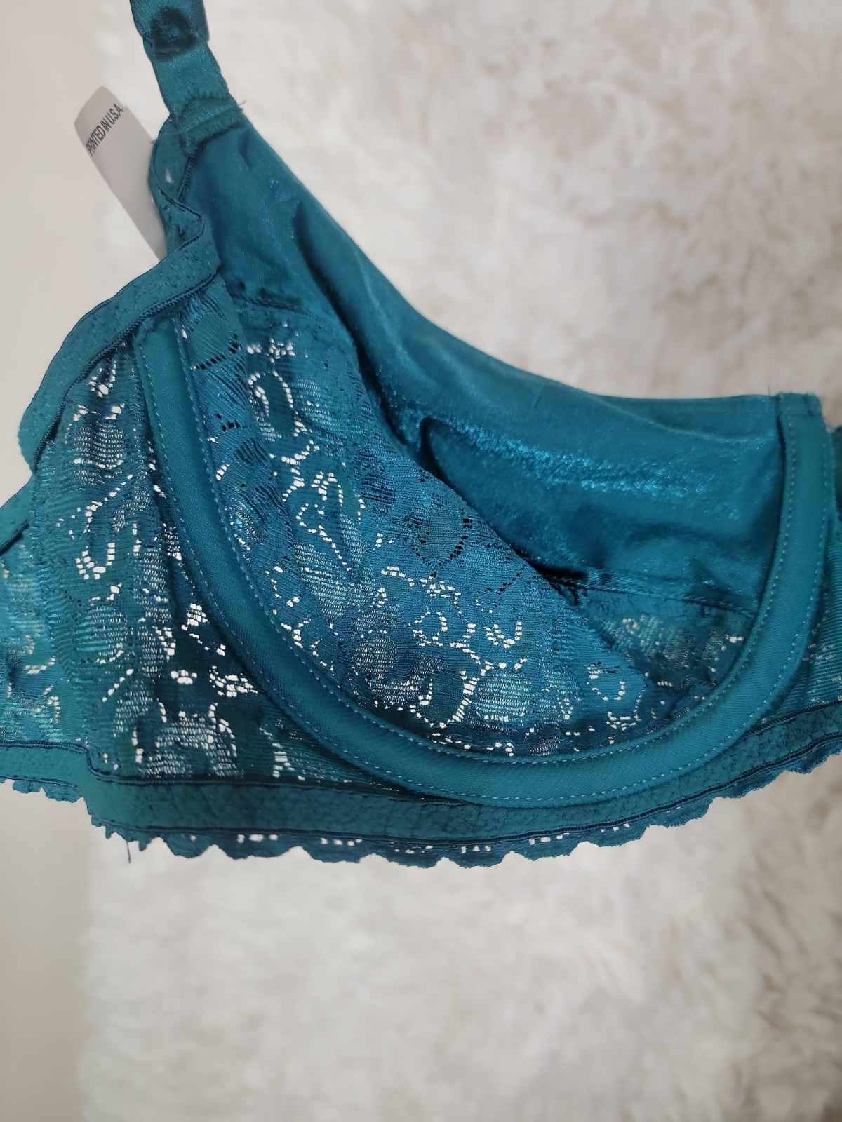 VINTAGE MAIDENFORM RENDEZVOUS BRA Green Size 36D STYLE O8319 Floral Lace NWT O