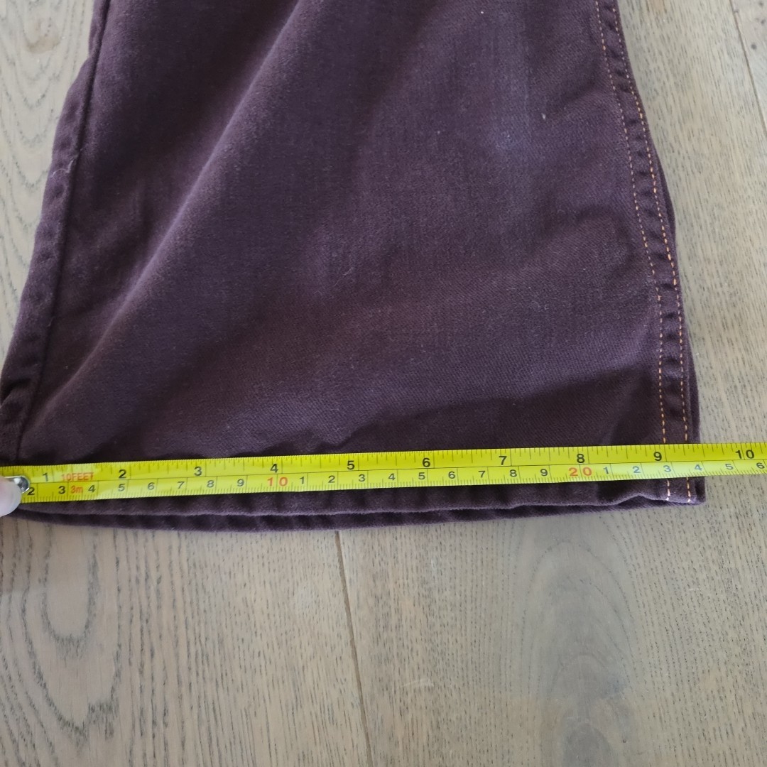 Vtg Alexander&rsquo;s Bell Bottom 100% Cotton Pants Front Pockets Zippers Maroon Sz00