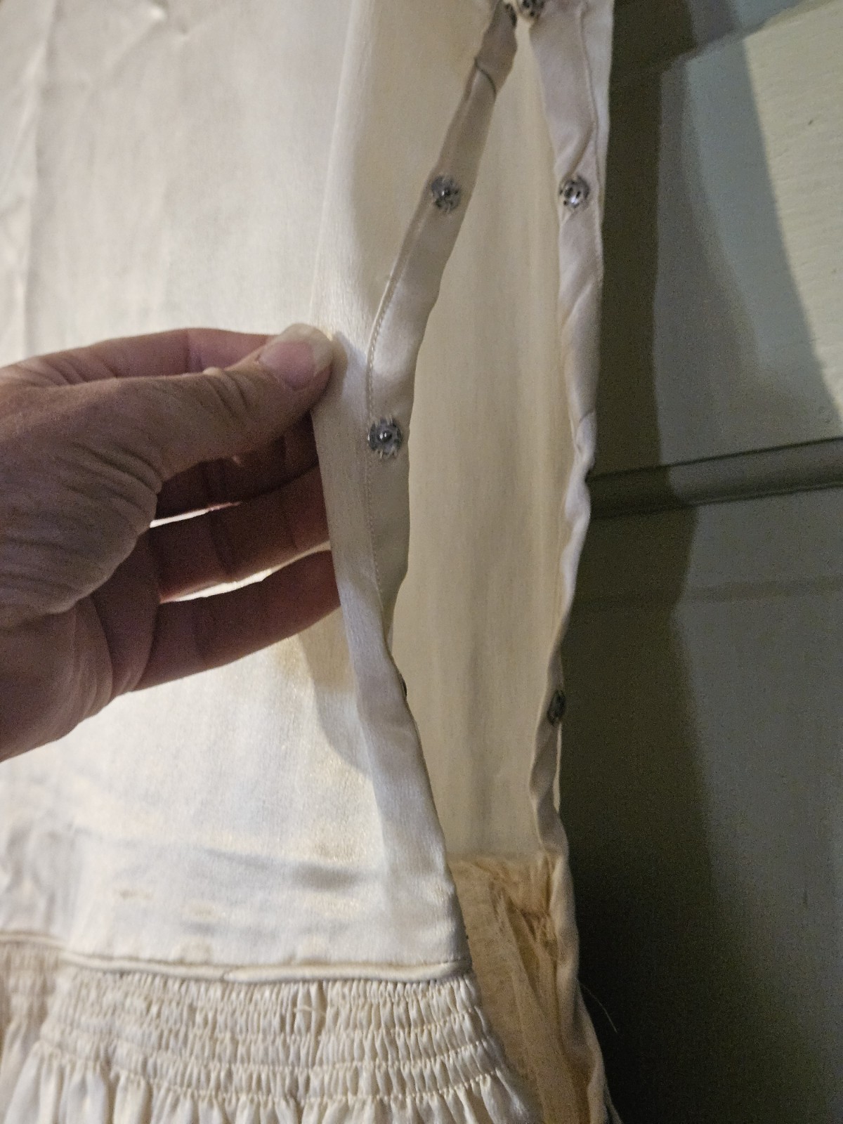 1920s Ivory Satin & Sheer Flapper Party Dress Metallic Beaded sleeveless