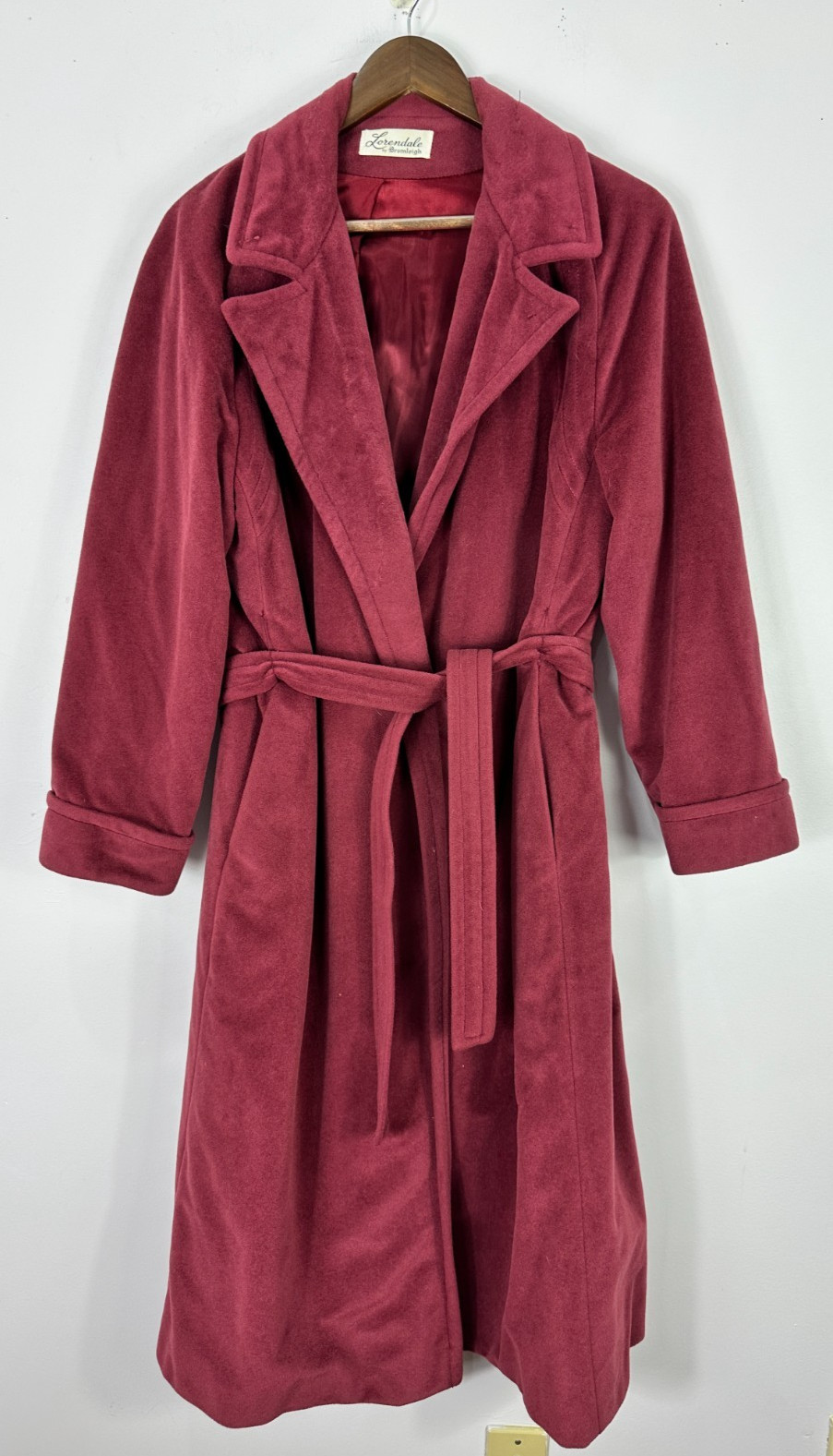 Vtg 70s Union Made Belted Trench Coat Womens Large Brushed Boho Glam Old Money