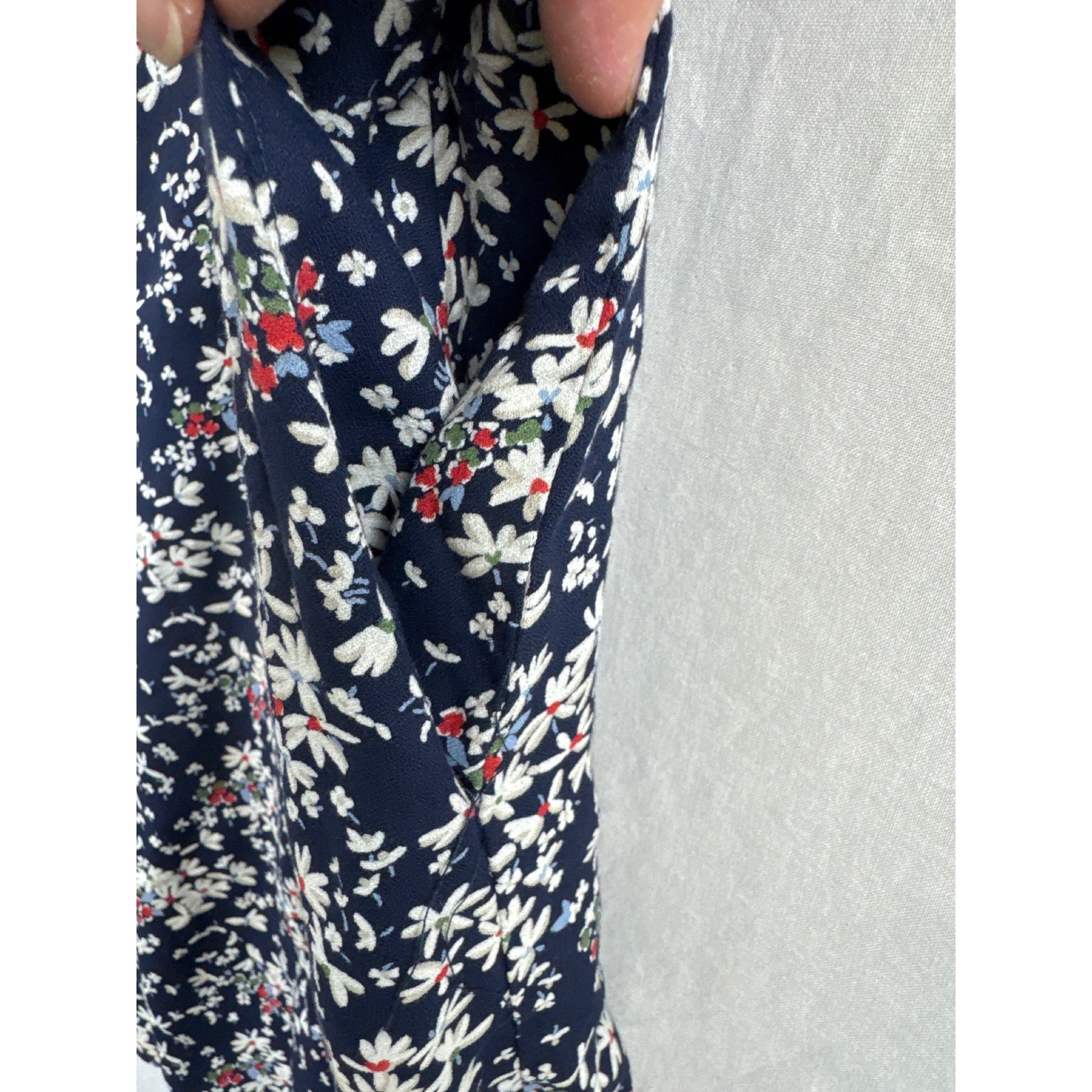 Vintage Y2k Esprit Floral Button Front Dress Womens 9/10 Navy Blue Rayon
