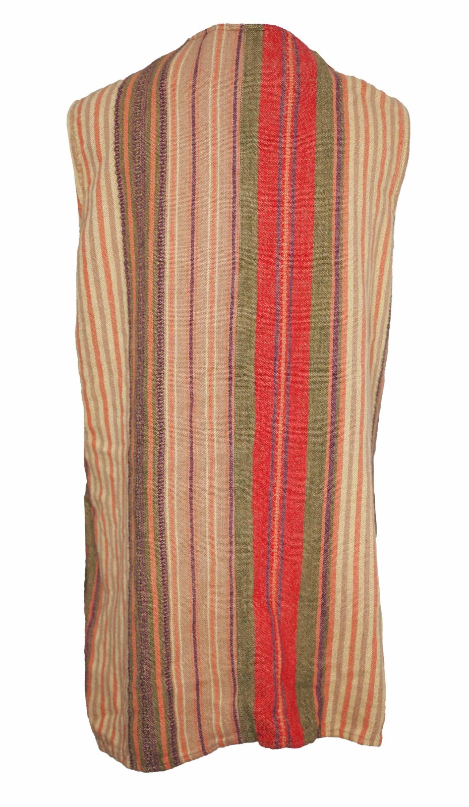 Vintage EXPRESS Campagnie Internationale Linen Vest Southwest Stripe Red Orange