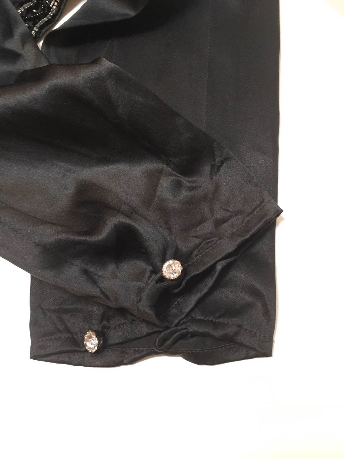 Bellino Paris Mode vtg 80s silk peplum top beaded v-neck black s party cocktails
