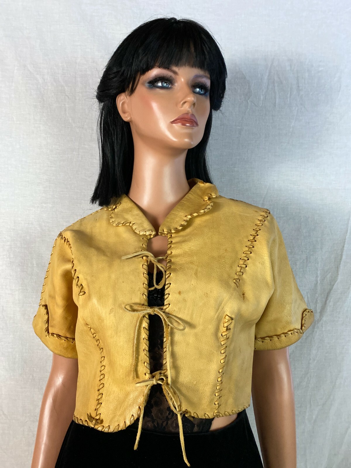 VTG Antique Hand Made Soft Leather Waist Jacket Lined Western M