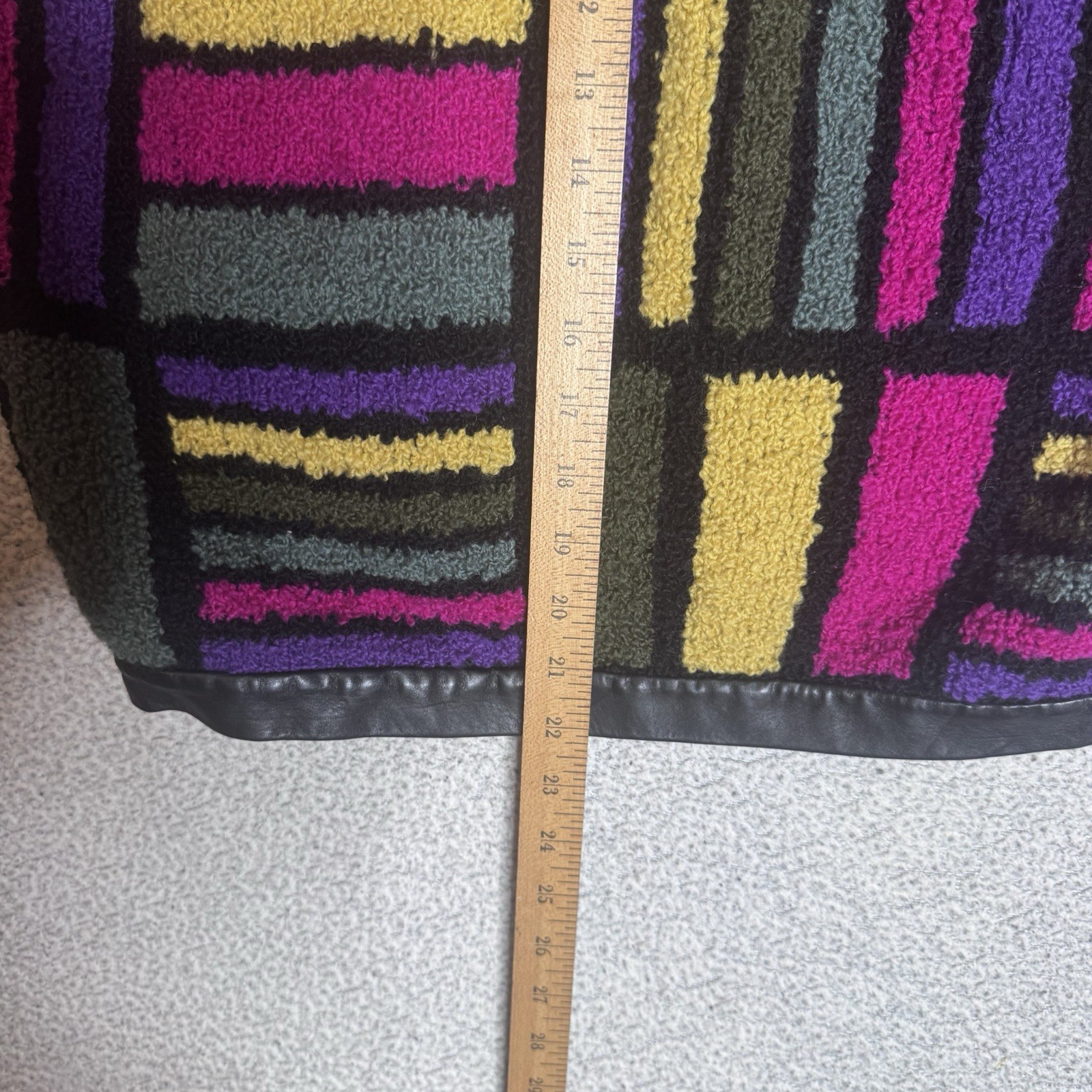 60’s Ilaria Technicolor Colorblock Geometric cardigan sweater Leather Trim