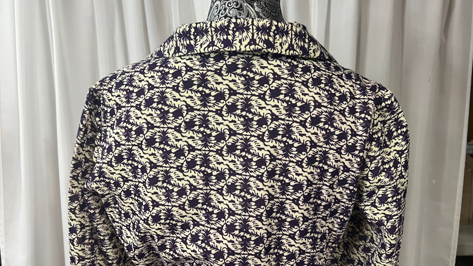 Dacron 70s 80s Polyester Shirtdress Midi Long Sleeve Patterned EU 44 L