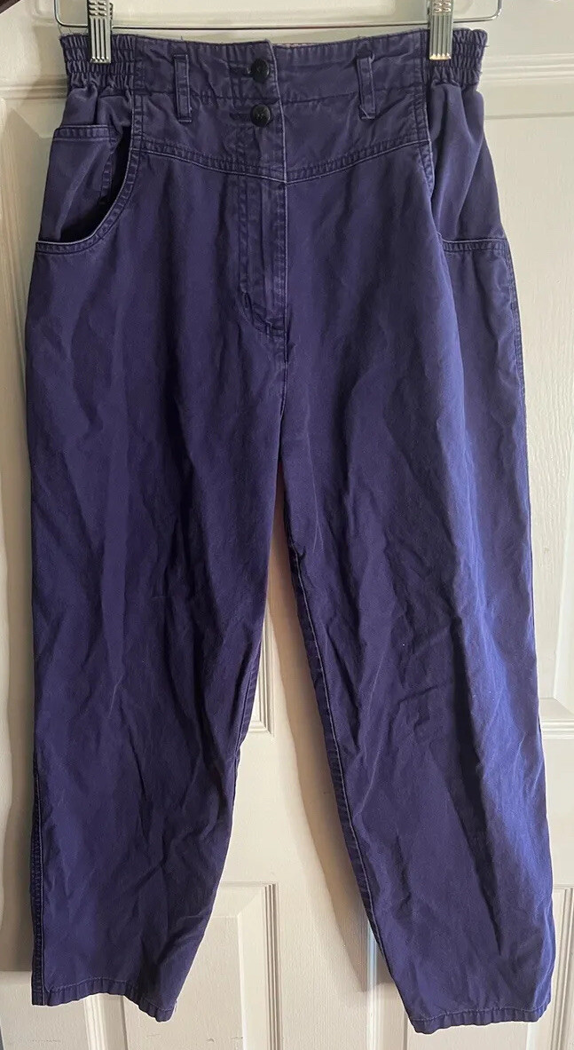 Izod Purple Pants Retro 80&rsquo;s High Waisted Women’s Chinos 4 Elastic Vintage