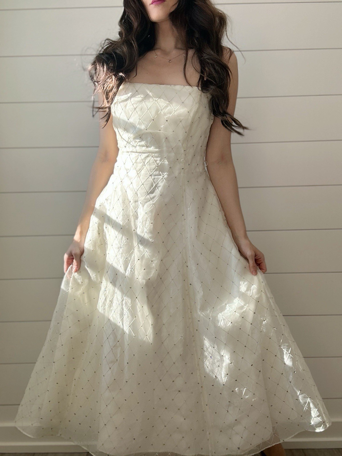 Vintage Y2K Dress 90s Prom Papell Diamond Hatch FLAWED ZIPPER