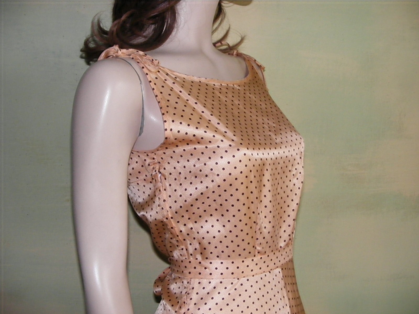 1950s Johara Swing Dress & Bolero Set, Shimmering Orange Faille, Swiss Dot VLV