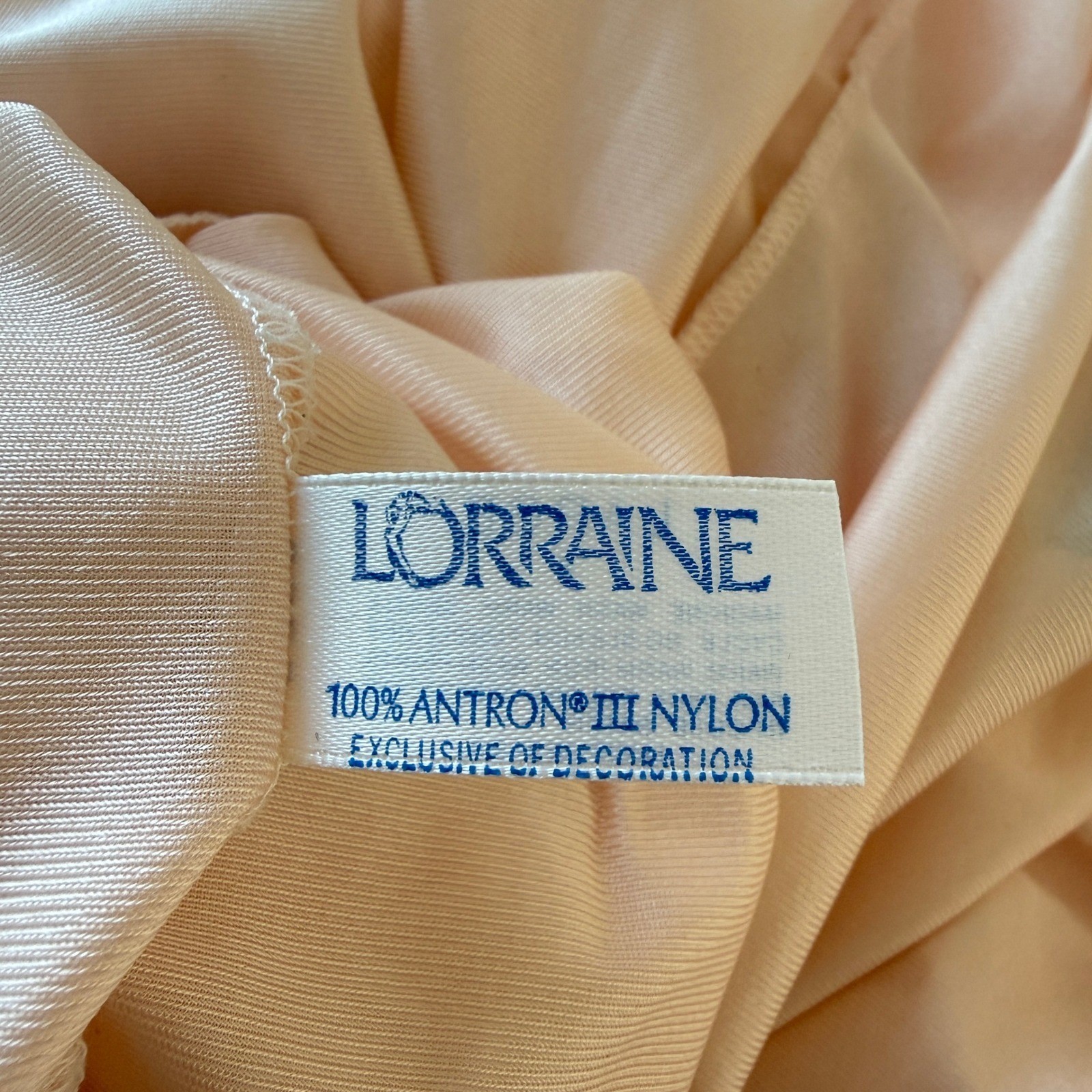 Vintage 70s 80s Lorraine Button Front Housecoat Robe Nightgown Large Peach Nylon
