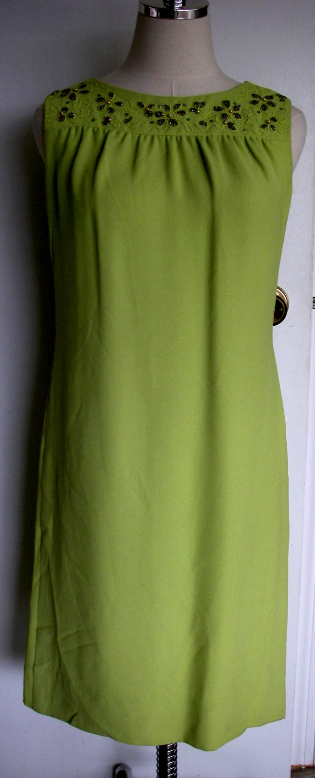 JP Jeanie Petite Women Dress MOD Vintage 60s Bead Bling Feminine Gogo Lime Green