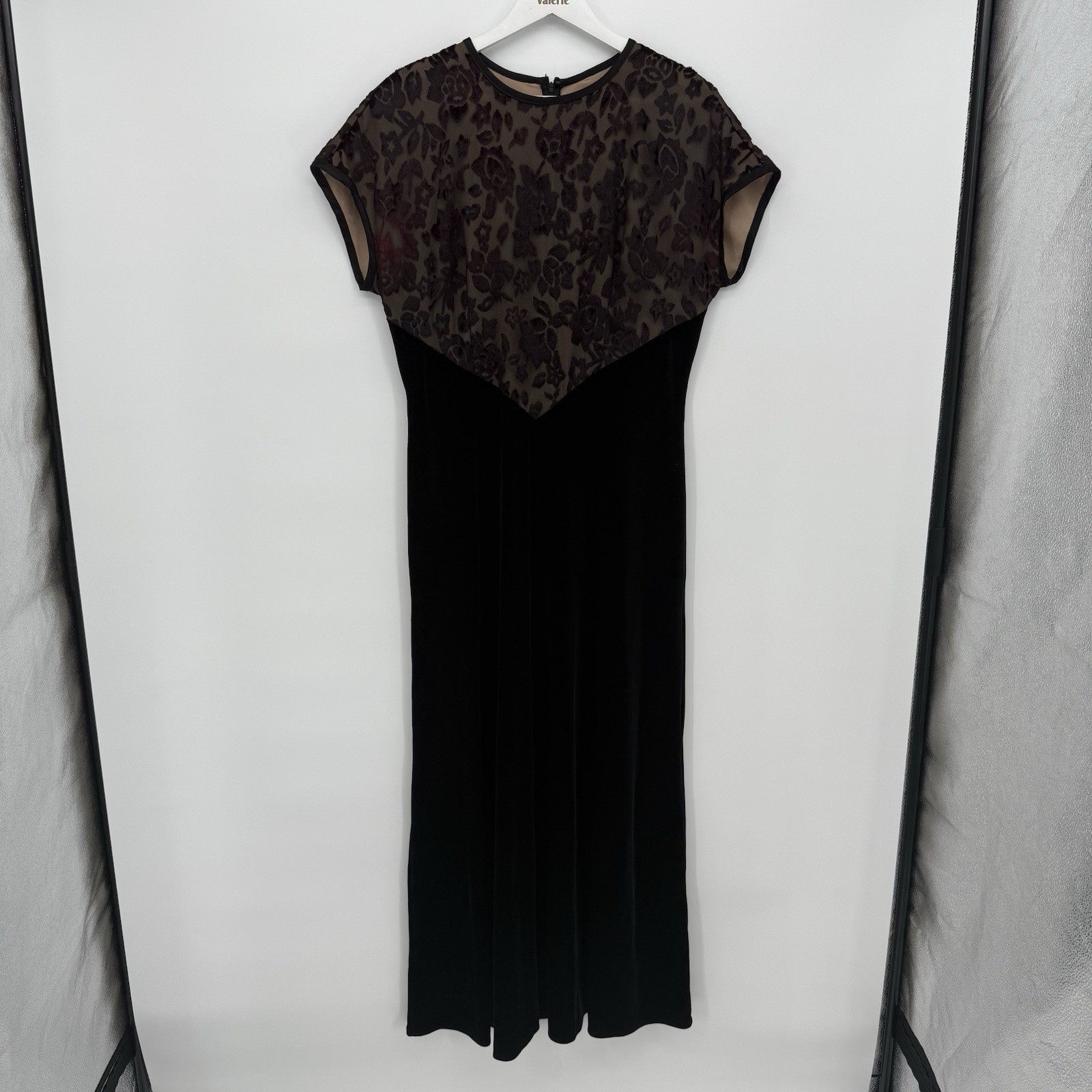 Jeffrey & Dara by Tom Barra Vintage Black Velvet Dress Long Formal Size 12