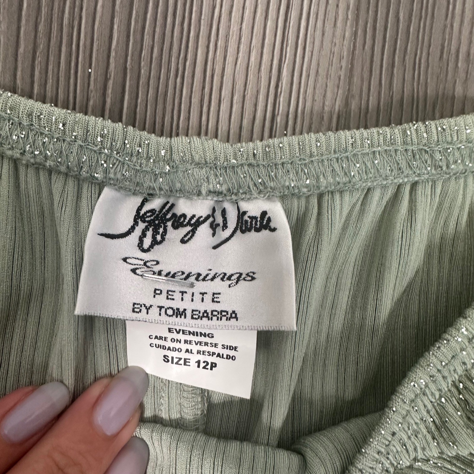 Vintage Mint Metallic Maxi Skirt – SIZE 12P Jeffrey & Dara Evenings Party
