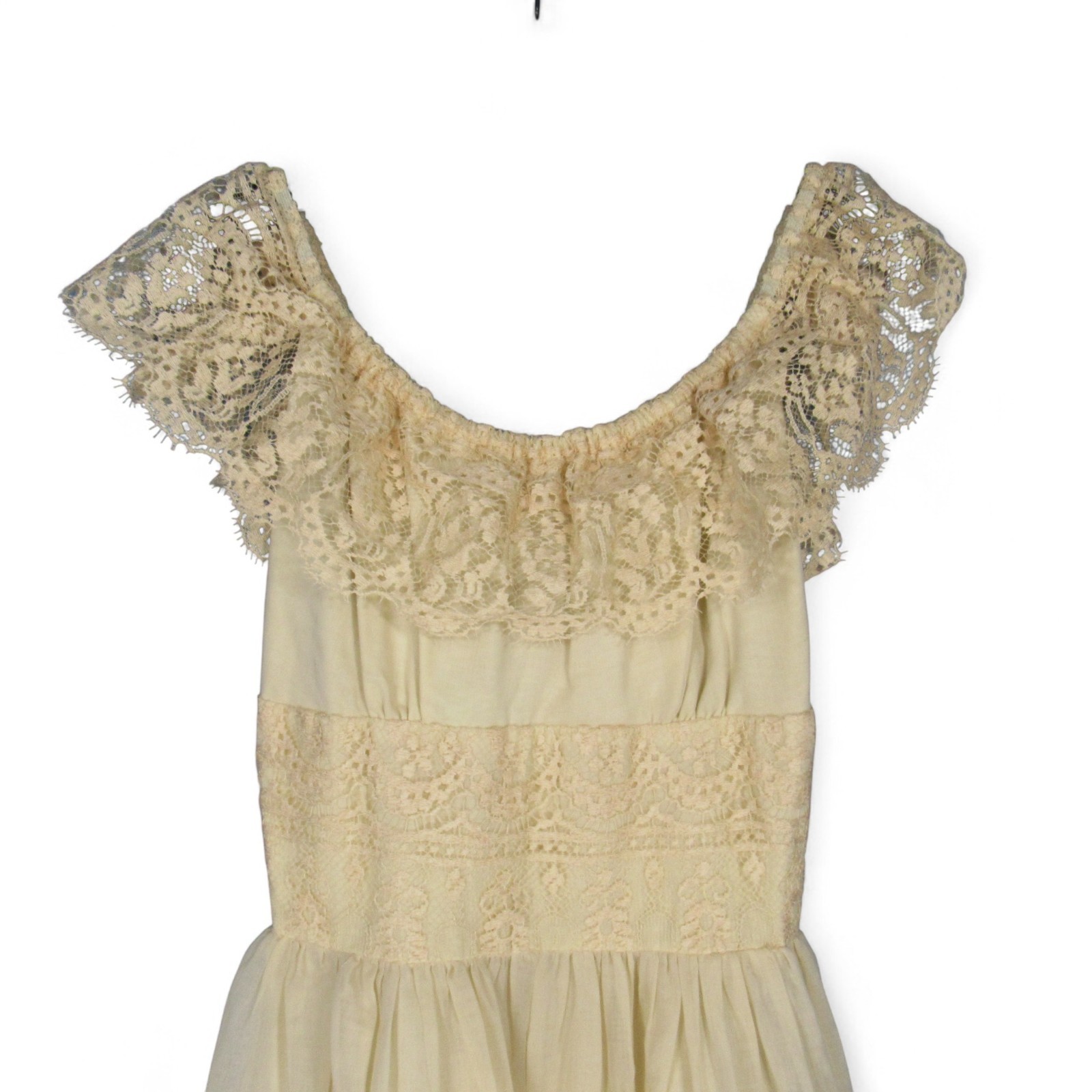 VTG JOY STEVENS California LAYERED w/LACE Ivory COTTAGECORE Wedding Dress 9/10