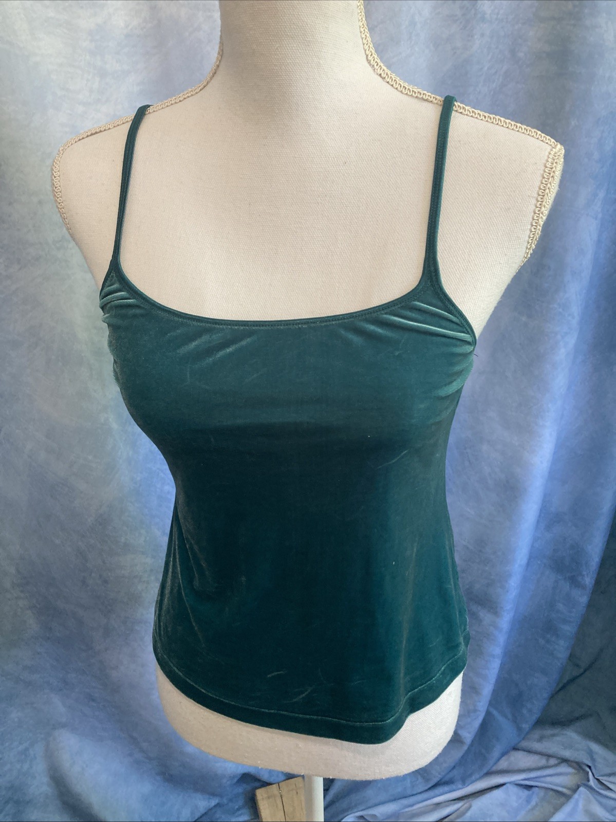 VTG 90s Warner&rsquo;s Velvet Beware Cami Teal Green Spaghetti Strap Top Medium Grunge