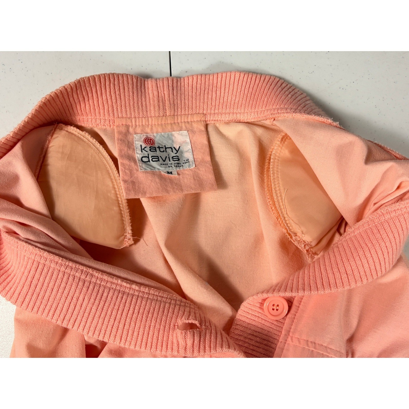 Vintage 80s Kathy Davis Peach Button Up Jacket Womens M mod punk glam colorful