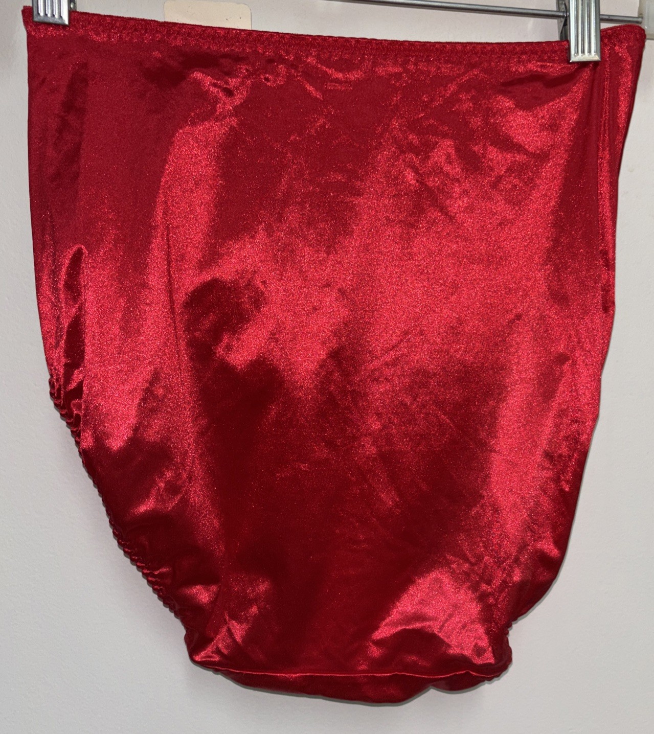 Vintage Vanity Fair Red Second Skin Satin Panties Shiny Glossy Hi-Cut 48-044 Lg