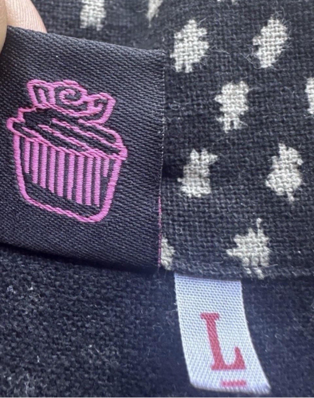 Boho Pink Cupcake Tag Black Asian Patchwork Art to Wear One Button Vest Sz L
