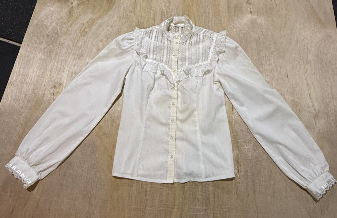 Vintage Gunne Sax by Jessica McClintock White Lace Prairie VictorianBlouse