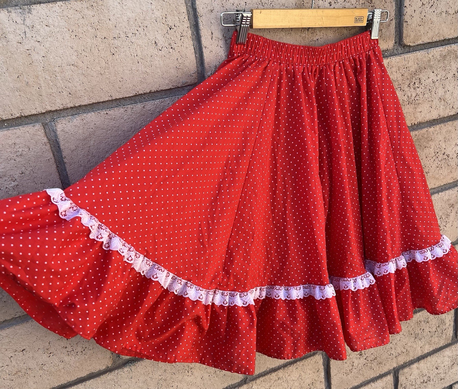 Vtg Partners Please Malco Modes Red Polka Dot Prairie Western Square Dance Skirt