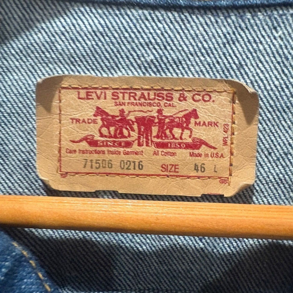 Levi Strauss Co Denim Trucker Jacket Blue Size 46 Womens XL Vintage Made in USA