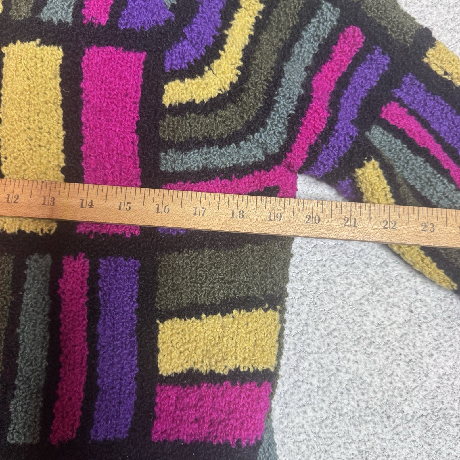 60’s Ilaria Technicolor Colorblock Geometric cardigan sweater Leather Trim