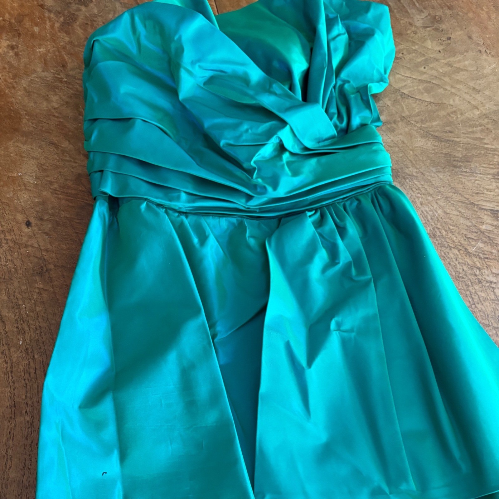Dance Allure Alfred Angelo Teal One Shoulder Taffeta Gown 80s Prom 11/12