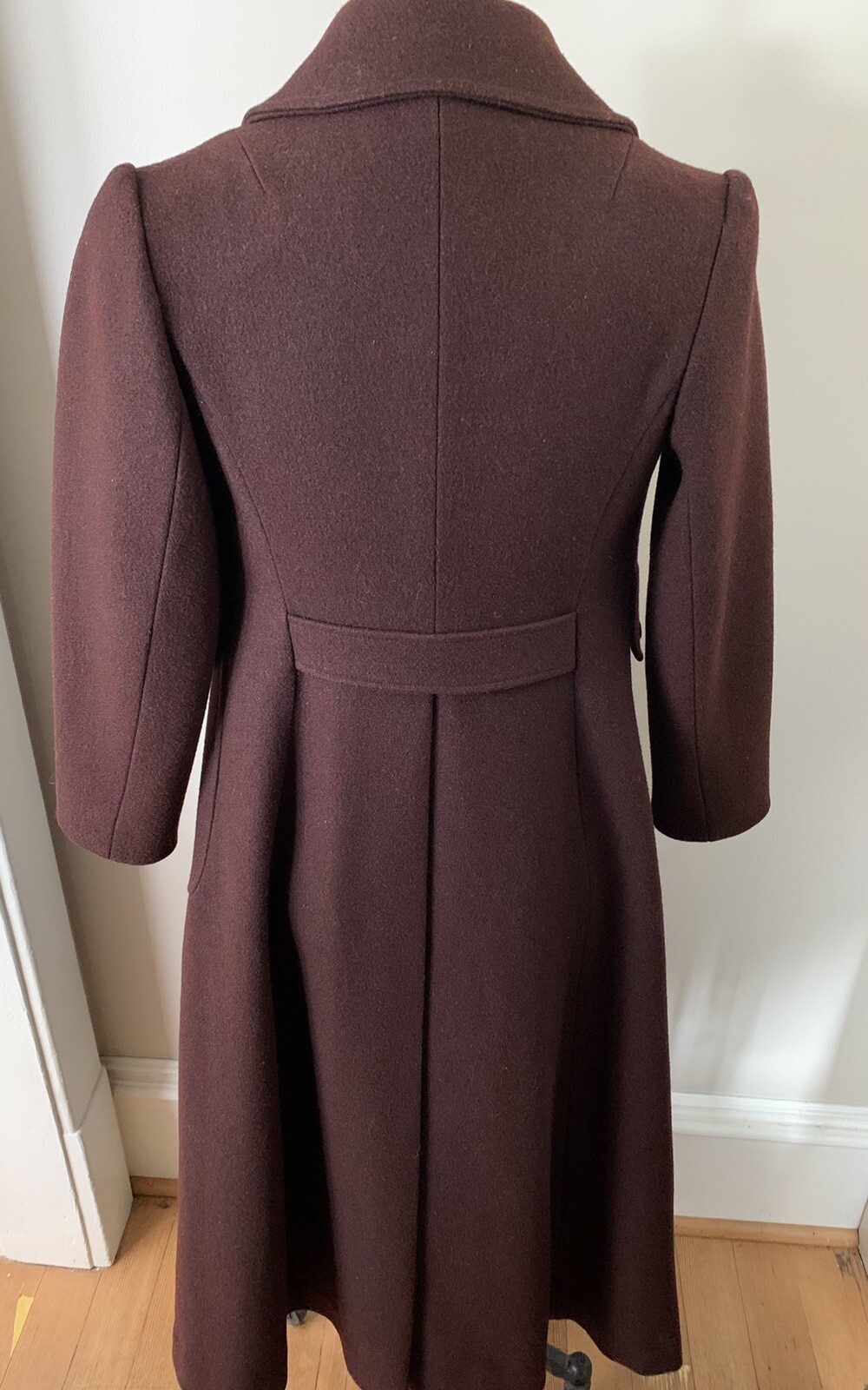 Vintage Womens Wool Double Breasted Long Coat No Size Tag Wine EUC Steam Punk