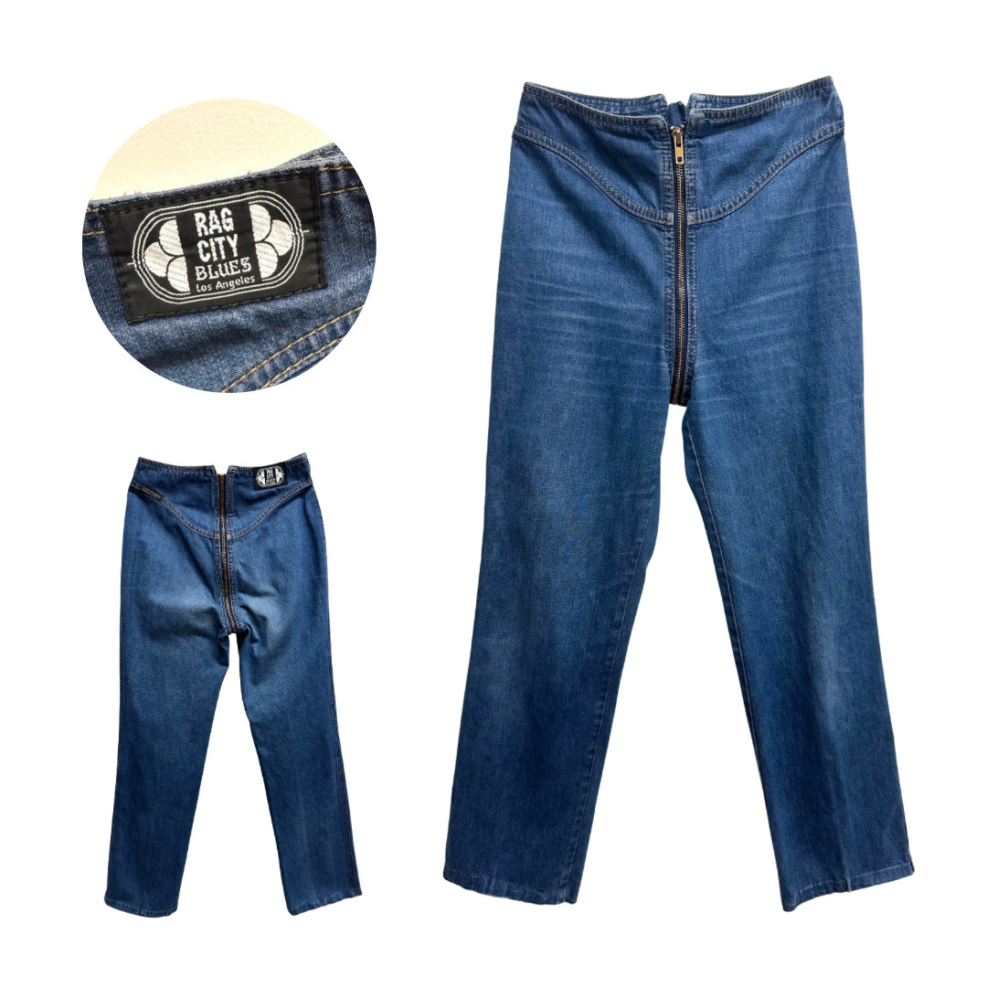 Vintage 1980s Rag City Blues Los Angeles Zip Around Front to Back Jeans